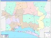 Crestview-Fort Walton Beach-Destin Metro Area Wall Map Color Cast Style